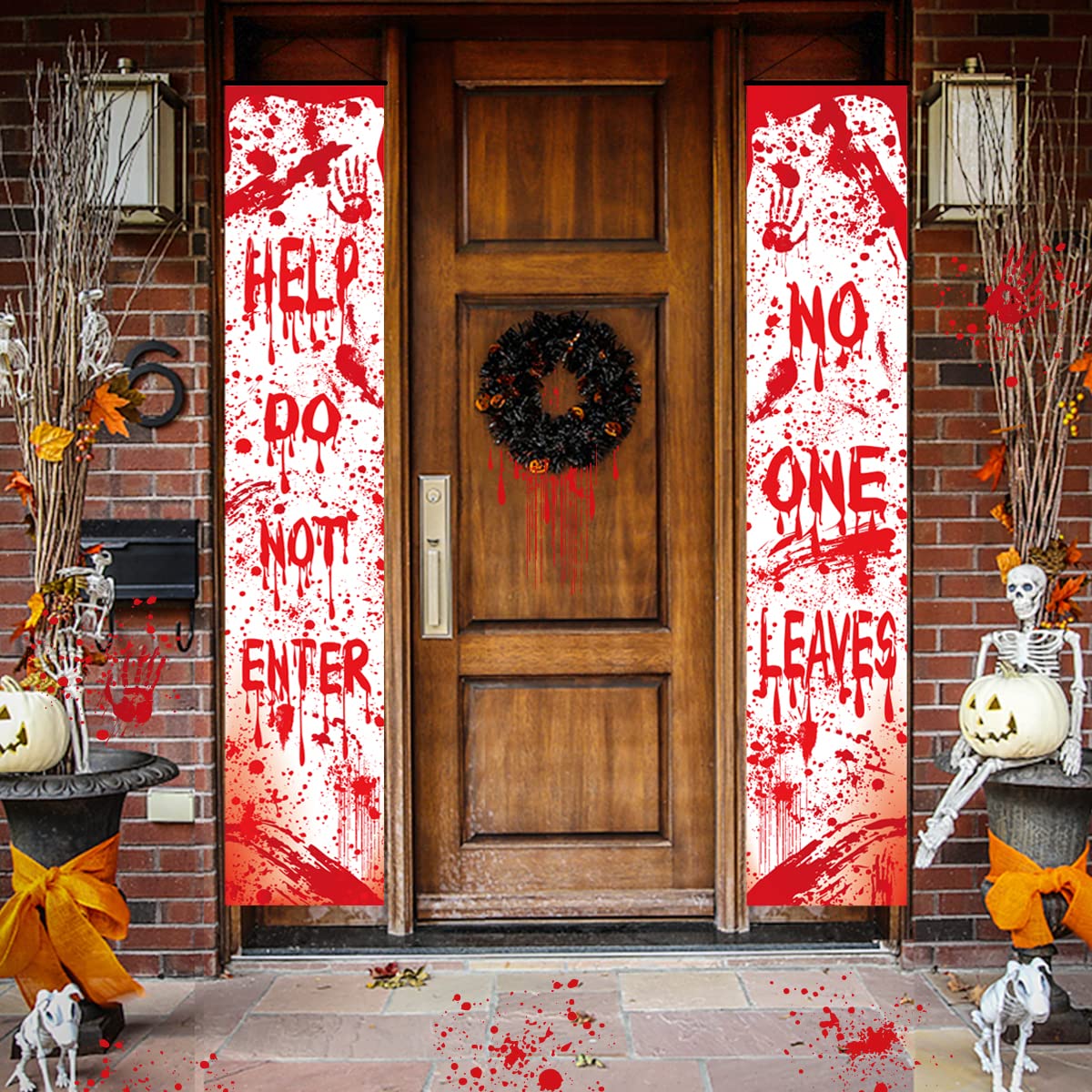 Outdoor Hunting Events - Letreros Sangrientos de Halloween para Porche,