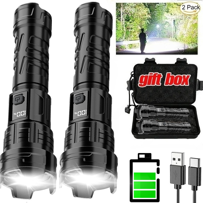 Hunting Fishing Outdoor - Linterna LED superbrillante, linterna recargable por